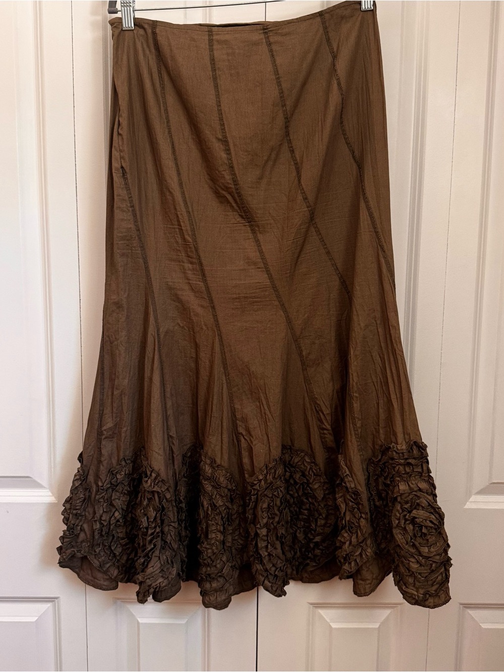 Lucy Paris Brown Maxi Skirt with Ruffle Hem